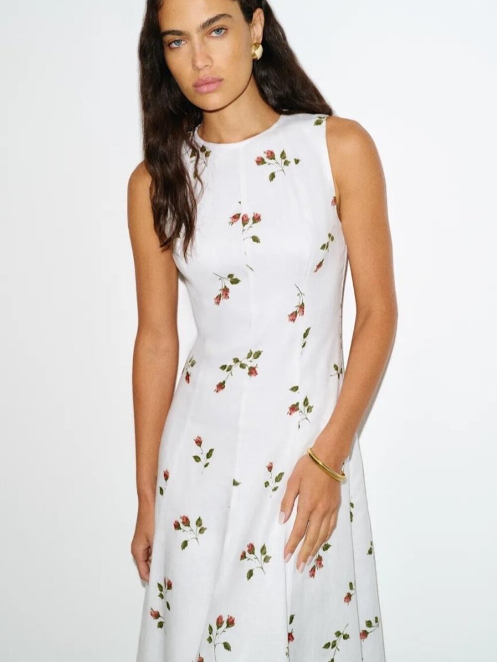 NEW Reformation Cecilia Linen Maxi Dress Floating Rose White Floral | US 2 UK 6 - Picture 3 of 15